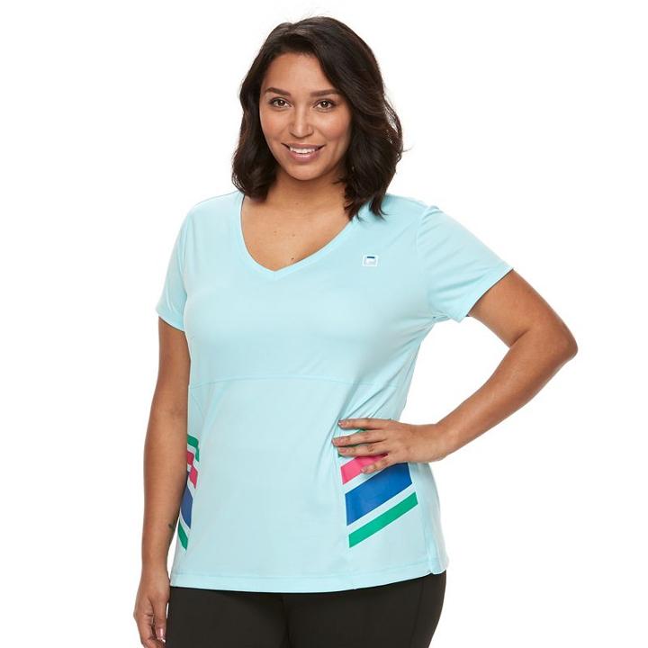 Plus Size Fila Sport&reg; Heritage Colorblock V-neck Workout Tee, Women's, Size: 1xl, Light Blue
