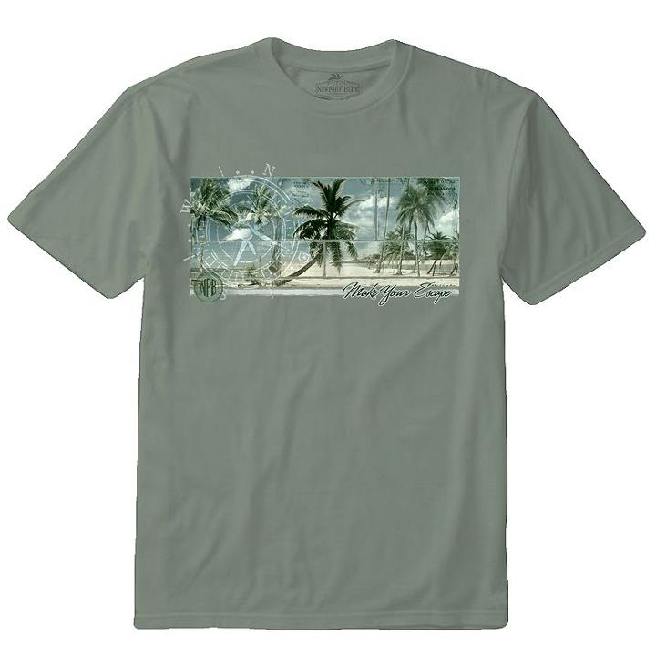 Men's Newport Blue Make Your Escape Tee, Size: Large, Dark Green
