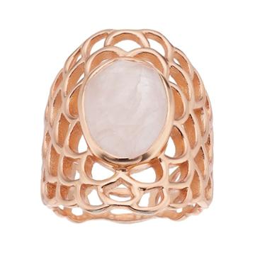 Olive & Ivy Rose Quartz Openwork Ring, Women's, Size: 8, Pink