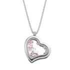 Blue La Rue Crystal Stainless Steel 1.2-in. Heart Love Charm Locket - Made With Swarovski Crystals, Women's, Pink