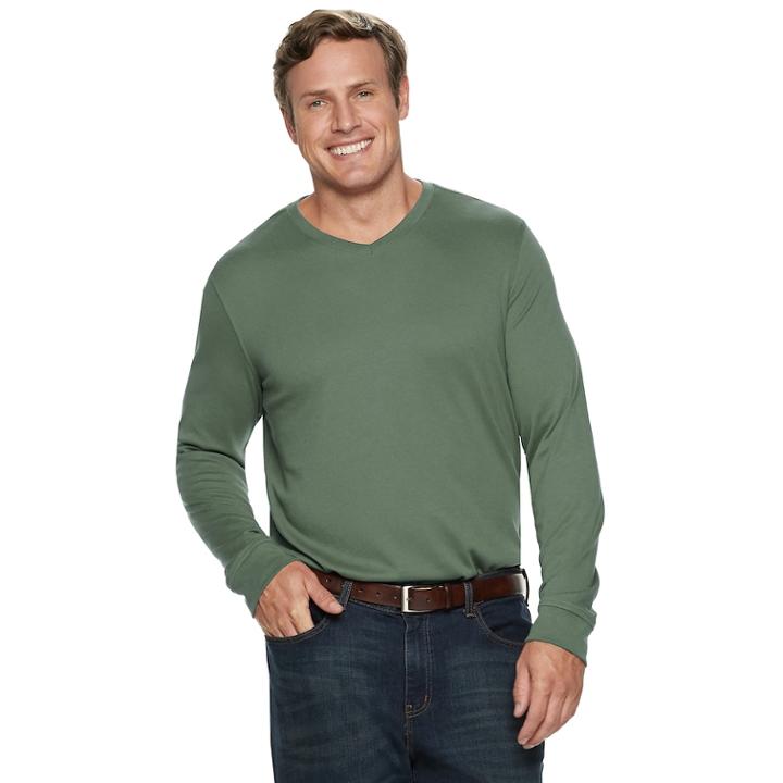 Big & Tall Croft & Barrow&reg; Classic-fit Easy-care V-neck Tee, Men's, Size: 4xl Tall, Dark Green