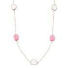 14k Rose Gold Over Silver Lab-created Red & White Cat's-eye Long Necklace, Women's, Size: 36, Multicolor