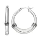 Napier Banded Nickel Free Hoop Earrings, Women's, Silver