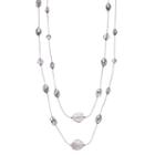 Gray Long Beaded Double Strand Necklace, Women's, Grey