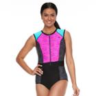 Women's Zeroxposur Colorblock One-piece Paddle Suit, Size: Medium, Drk Purple