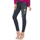 Women's Jennifer Lopez Embroidered Skinny Ankle Jeans, Size: 2, Dark Blue