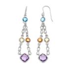 Sterling Silver Gemstone Chandelier Earrings, Women's, Purple