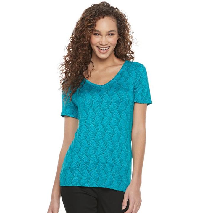Women's Apt. 9&reg; Essential V-neck Tee, Size: Xxl, Turquoise/blue (turq/aqua)