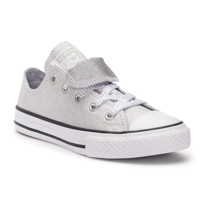 Girls' Converse Chuck Taylor All Star Double Tongue Glitter Sneakers, Size: 2, Natural