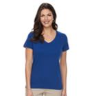 Women's Croft & Barrow&reg; Essential Classic V-neck Tee, Size: Xs, Dark Blue
