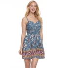 Juniors' Trixxi Floral Skater Dress, Teens, Size: Xs, Med Blue