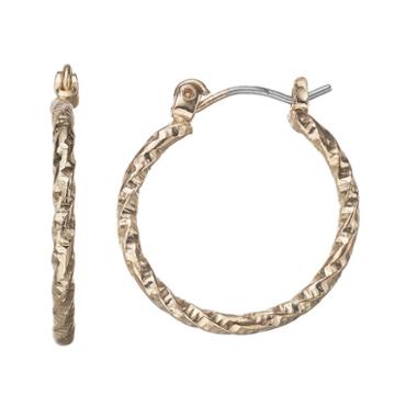 Lc Lauren Conrad Textured Hoop Earrings, Women's