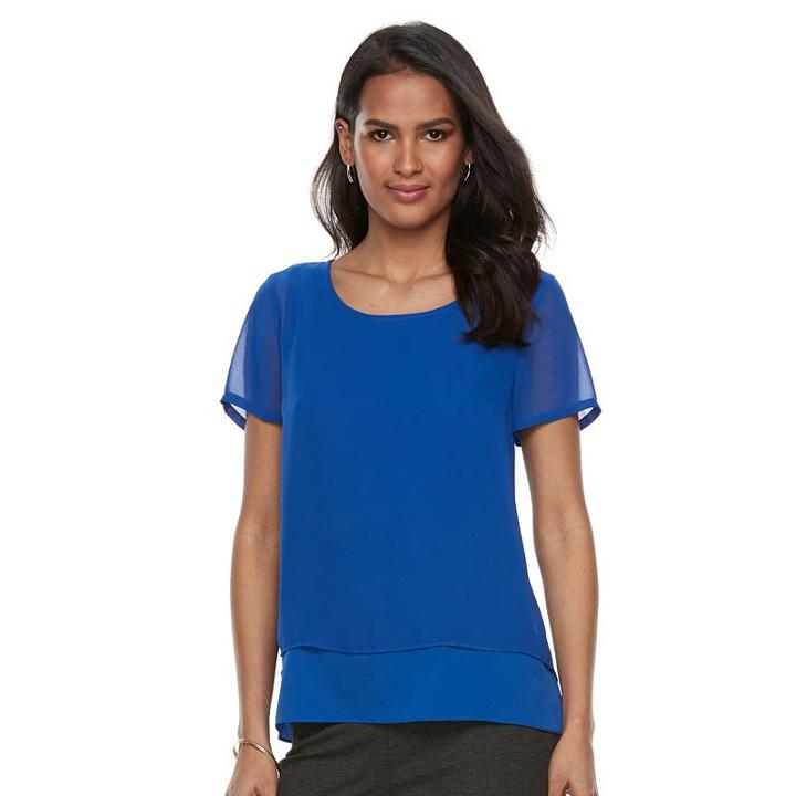 Women's Dana Buchman Chiffon Popover Top, Size: Large, Blue