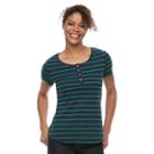 Women's Croft & Barrow&reg; Henley Tee, Size: Medium, Dark Blue