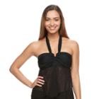 Women's Aqua Couture Crochet Halterkini Top, Size: Xl, Black
