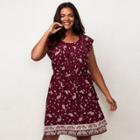 Plus Size Lc Lauren Conrad Pleated Paisley Shift Dress, Women's, Size: 1xl, Dark Red
