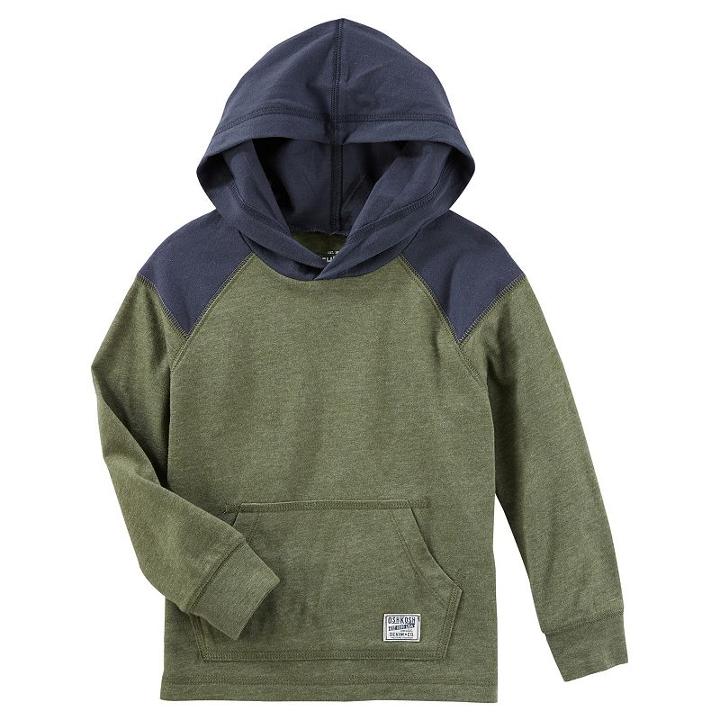 Boys 4-12 Oshkosh B'gosh&reg; Raglan Pullover Hoodie, Size: 7, Green
