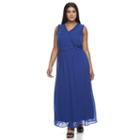 Plus Size Design 365 Ruffle-trim Maxi Dress, Women's, Size: 2xl, Blue Other