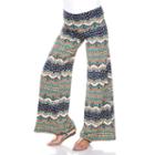 Women's White Mark Print Palazzo Pants, Size: Medium, Blue Other