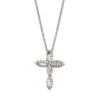 Primrose Two Tone Sterling Silver Cross Pendant Necklace, Women's, Size: 18, White