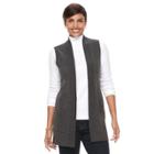 Women's Croft & Barrow&reg; Open Front Long Vest, Size: Medium, Dark Grey