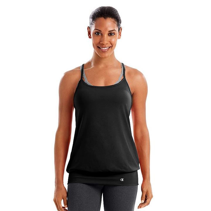 Women's Champion Mesh Strappy Tank Top, Size: Small, Black