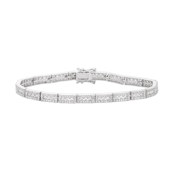 Sterling Silver Lab-created White Sapphire Bracelet, Women's, Size: 7.25