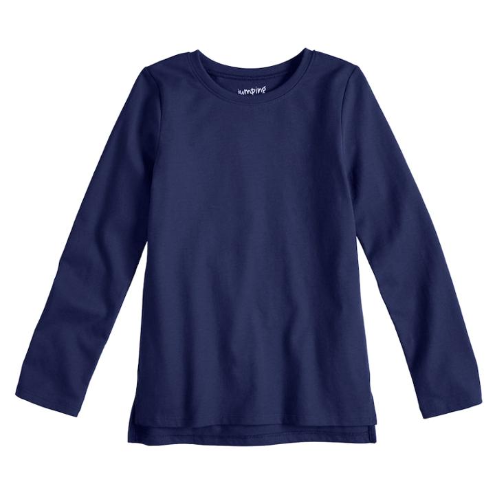 Girls 4-10 Jumping Beans&reg; Solid Long Sleeve Tee, Size: 10, Blue
