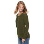 Juniors' It's Our Time Lace-up Sweater, Teens, Size: Xl, Dark Green