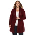 Plus Size Dana Buchman Pleated Open-work Cardigan Sweater, Women's, Size: 2xl, Dark Red