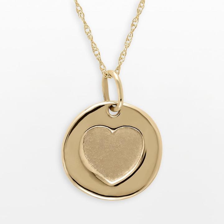 Everlasting Gold 10k Gold Disc Heart Pendant, Women's, Size: 18
