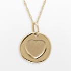 Everlasting Gold 10k Gold Disc Heart Pendant, Women's, Size: 18