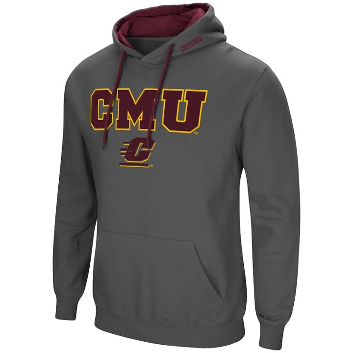 Men's Central Michigan Chippewas Pullover Fleece Hoodie, Size: Large, Grey (charcoal)