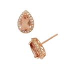14k Rose Gold Over Silver Simulated Morganite And Lab-created White Sapphire Halo Stud Earrings, Women's, Pink