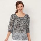Women's Lc Lauren Conrad Printed Chiffon Peasant Top, Size: Xs, Black
