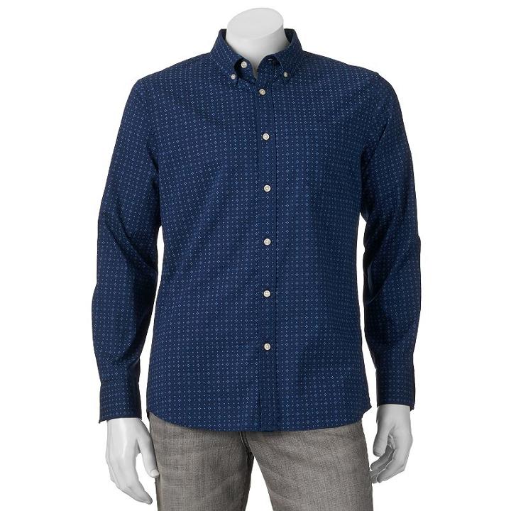 Men's Sonoma Goods For Life&trade; Modern-fit Plaid Poplin Button-down Shirt, Size: Large, Blue