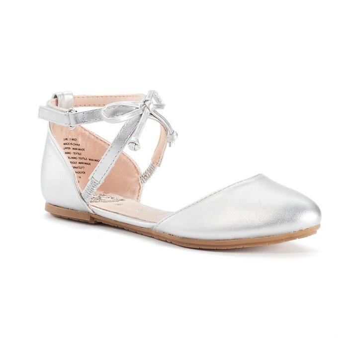 So&reg; Wisteria Girls' D'orsay Flats, Girl's, Size: 2, Silver