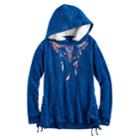 Girls 7-16 Mudd Side-seam Lace-up Sherpa Hoodie, Size: 16, Blue
