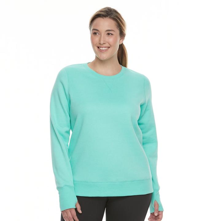 Plus Size Tek Gear® Fleece Sweatshirt, Size: 1xl, Turquoise/blue (turq/aqua)