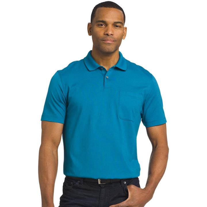 Men's Van Heusen Classic-fit Striped Jacquard Polo, Size: Xxl, Blue