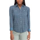 Petite Chaps Printed Button Down Shirt, Women's, Size: L Petite, Blue
