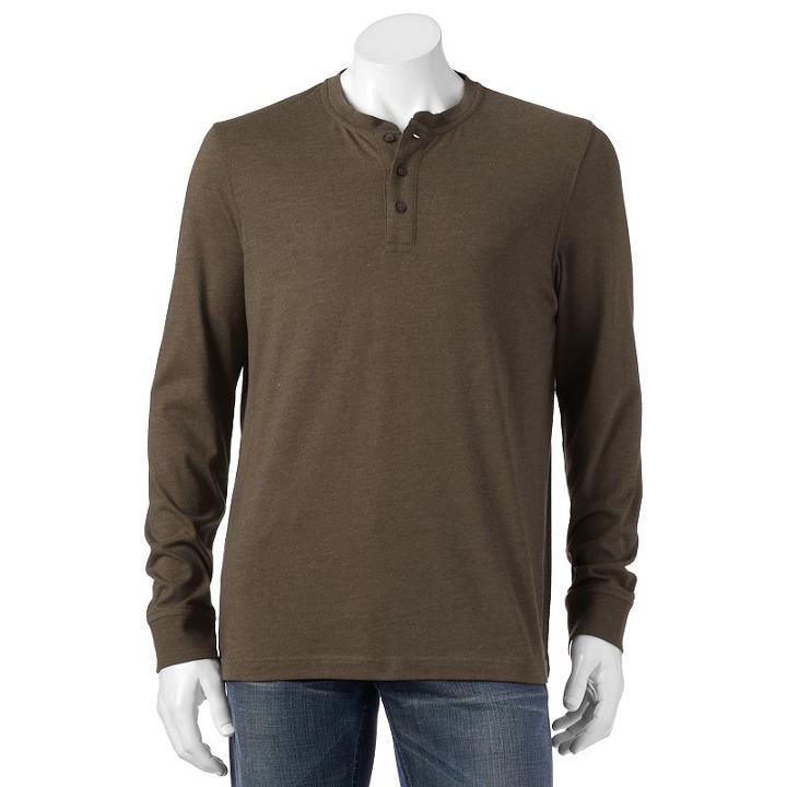 Big & Tall Croft & Barrow&reg; Classic-fit Easy-care Henley, Men's, Size: 2xb, Dark Brown