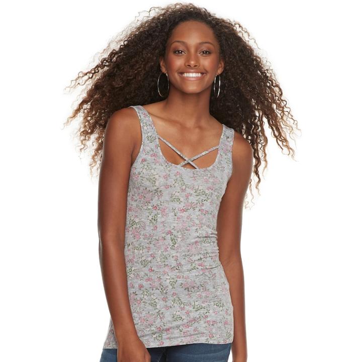 Juniors' So&reg; Strappy Cross-back Reversible Tank, Teens, Size: Medium, Med Grey