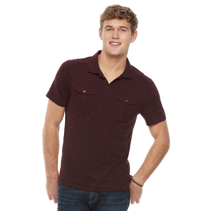 Men's Rock & Republic Military Polo, Size: Large, Drk Purple