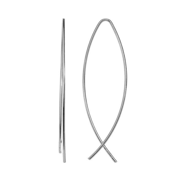 Sterling Silver V-wire Threader Earrings, Women's, Grey