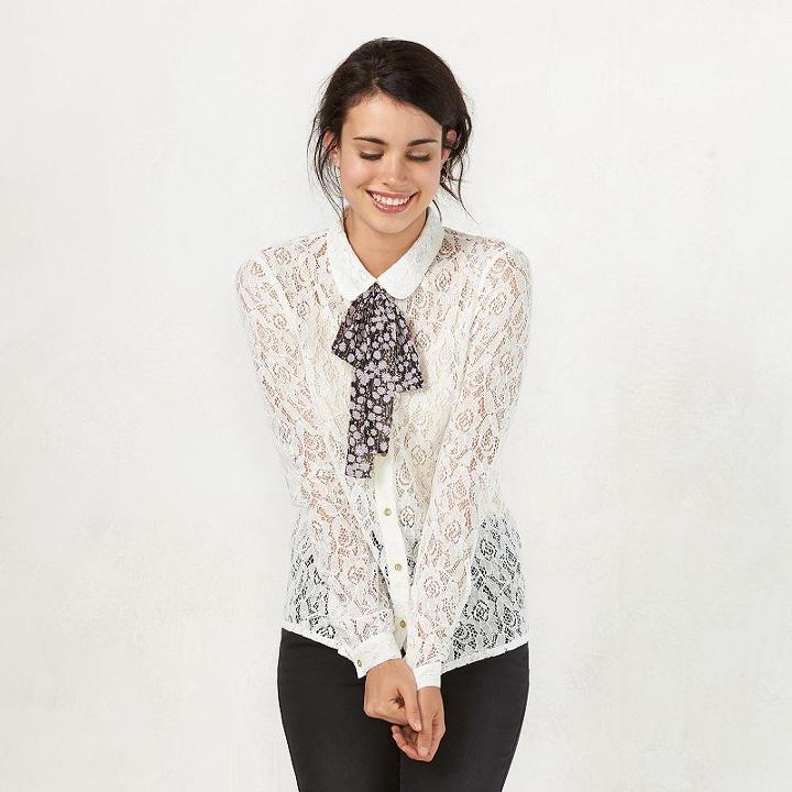 Women's Lc Lauren Conrad Lace Blouse, Size: Large, White Oth