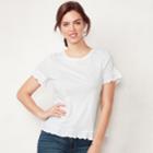 Women's Lc Lauren Conrad Ruffle-trim Tee, Size: Large, White