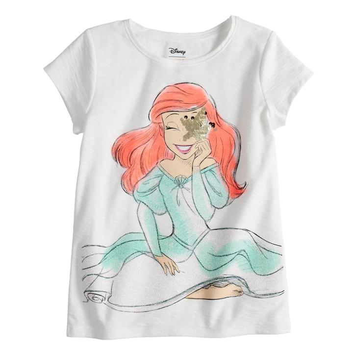 Disney's Ariel Girls' 4-10 Flip Sequin & Glitter Graphic Tee By Disney/jumping Beans&reg;, Size: 8, White