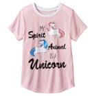 Girls 7-16 My Spirit Animal Is A Unicorn Glitter Graphic Tee, Girl's, Size: Small, Pink Other