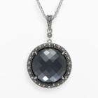 Lavish By Tjm Sterling Silver Hematite Halo Pendant - Made With Swarovski Marcasite, Women's, Size: 18, Grey